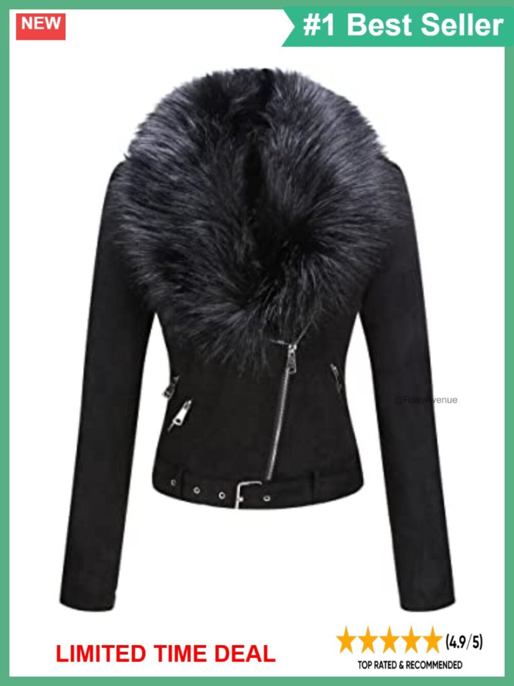 Faux Suede Moto Biker Jacket Sherpa-Lined Coat